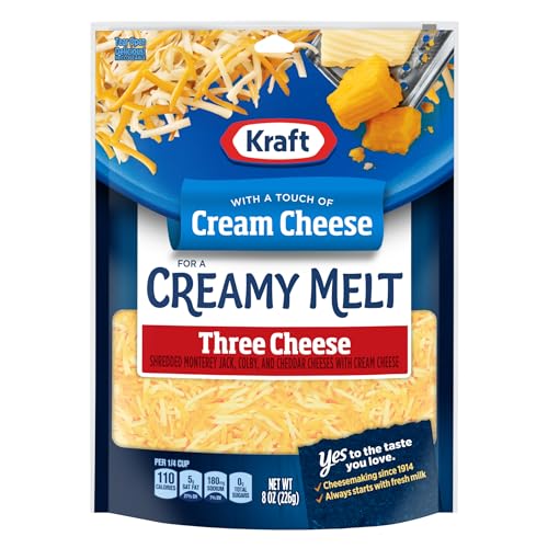 Kraft Cheese Shredded Cheese, Three Cheese with a Touch of Philly, 8 oz