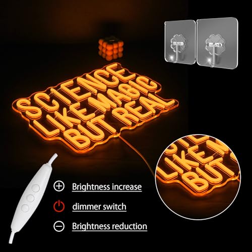 Image of Science Like Magic But Real Neon Sign for Wall Decor Classroom Neon Light Laboratory LED Sign Letter Neon Light Sign for Classroom Science Lab Bar Home shop Decoration