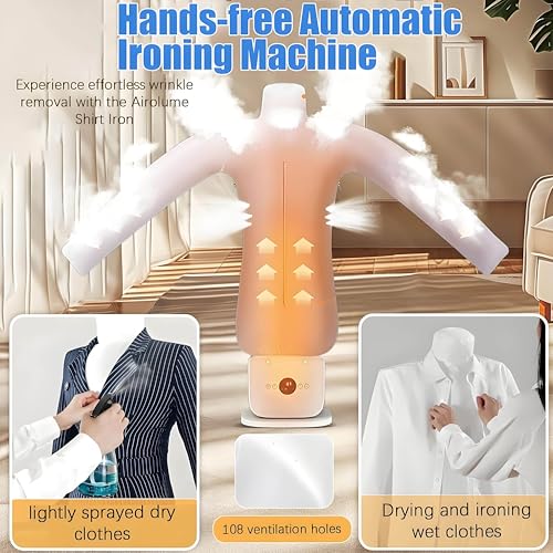 Ferro da stiro automatico a vapore senza mani, pressa gonfiabile a 360 gradi con calore e aromaterapia. Cura rapida dei vestiti per le donne degli uomini, controllo del tocco del vapore verticale, mac