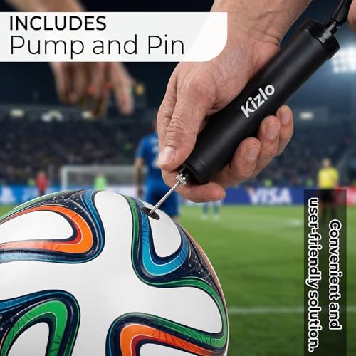 Image of Kizlo Official Size 5 Football with Pump & Pin | PVC Leather Training Soccer Ball for Ground, Turf & Street Play | High Grip & Air Retention for Kids, Youth & Adults | Multicolor (Brazuka)