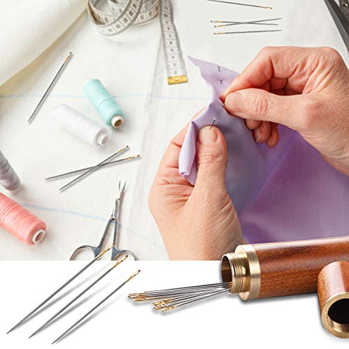 image for FEBSNOW 24PCS Self Threading Needles Sewing Needles Stitching Pins in 