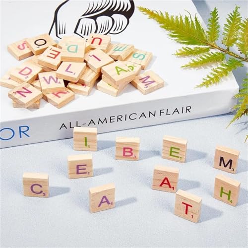 6sets Colorful Wood Letter Tiles A-Z Capital Letters Pieces miniatura 5