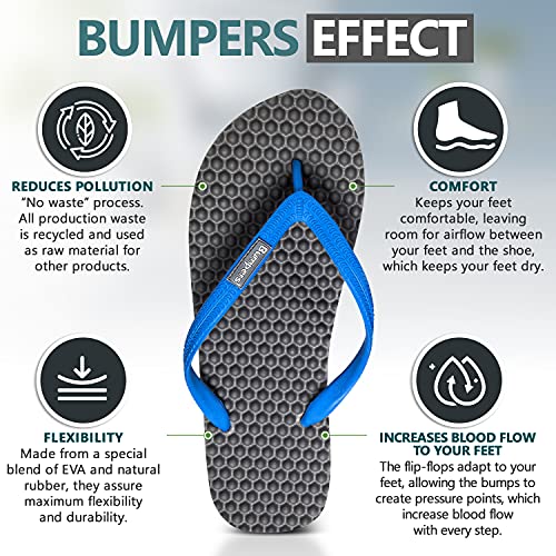 Image of Bumpers Flip Flops For Men - Beach & Shower Sandals For Mens, Comfortable Massage Acupressure Slippers, Indoor & Outdoor Footwear