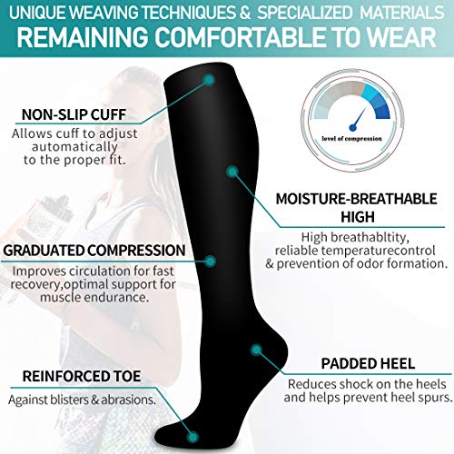 Image of COOLOVER Copper Compression Socks for Women and Men(6 Pairs)-Best Support for Running, Athletic, Travel