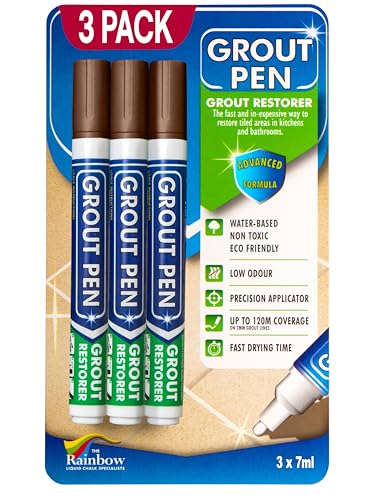 Grout Pen Brown Tile Grout Paint Marker - Narrow 5mm Tip (7mL) - 3 Pack