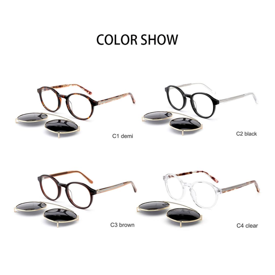 Runde polarisierte Sonnenbrille mit Magnetclip für Damen und Herren
