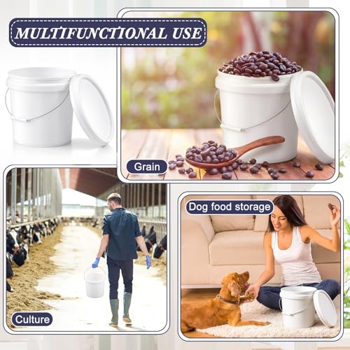 Image of Mumufy 10 Pcs 3.5 Gallon Round Food Grade Bucket with Lid Plastic Buckets Pail with Handle Lid Heavy Duty Buckets for Storing Dry Food Charcoal Camping Fishing(White)