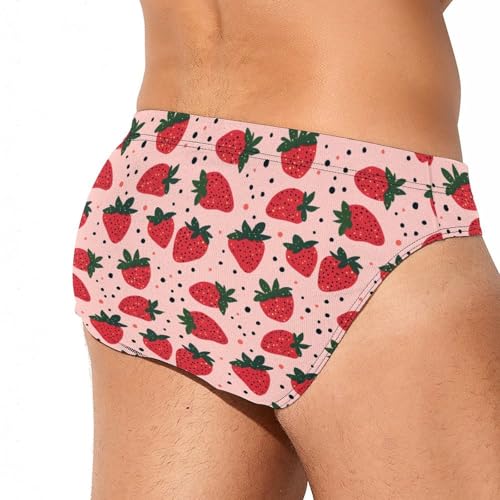 Strawberry Pattern Mens Swim Briefs Sexy Bikini Swimwear Bathing Suits Trunks3
