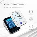 Appareil de pression artérielle pour usage domestique — Moniteur automatique au bras supérieur avec brassard ajustable 22-44 cm, grand affichage rétroéclairé, mémoire 2 utilisateurs 198 lectures, alerte de battements cardiaques irréguliers et d'hypertension