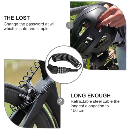 Candado de cable para bicicleta Healifty con combinación miniatura 3