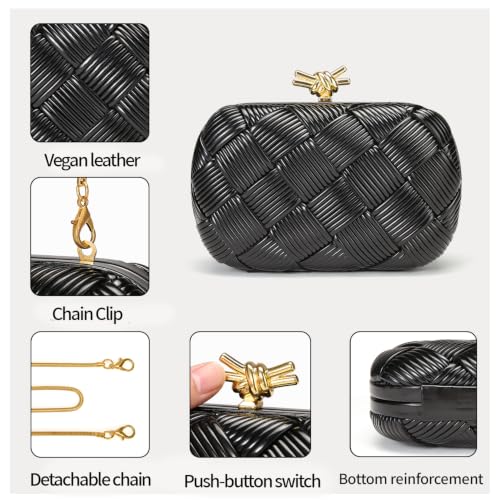 Image of Clutch Purses for Women, Vegan Leather Evening Handbag with Gold Chain