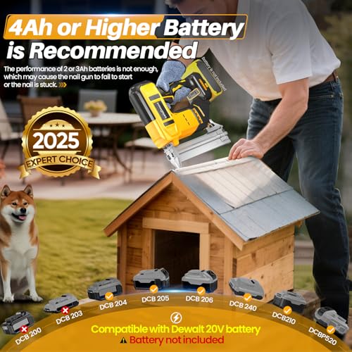 Image of 18GA Cordless Brad Nailer & Staple Gun for Dewalt 20V Battery | 2-in-1 Battery Powered Electric Nail Gun with 1000 Nails for Woodworking, DIY, Framing & Home Improvement (No Battery)