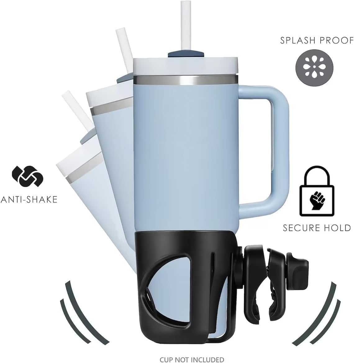 New Golf Cart Cup Holder Compatible with EZGO/Club Car/Yamaha & Most Golf Carts. A Solid Super Secure Fit. 360 Degrees Rotatable. Anti-Shake Spill Resistant. (Black)