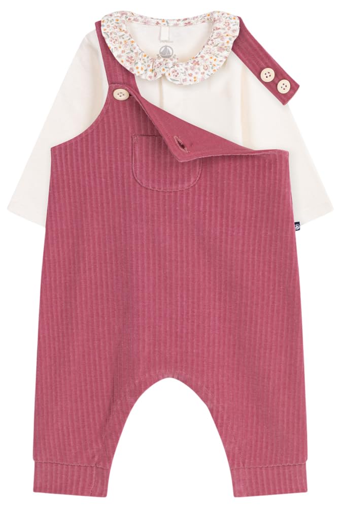 Petit Bateau Baby-Set Latzhose und Body aus Baumwolle mit einfarbigem Kragen
