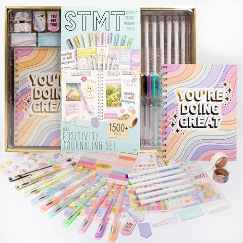 STMT Positivity Journaling Set, Includes Over 1500 Gratitude Journal Supplies, Self-Care Journal, Guided Journal, Daily Journal With Prompts, Bullet Journal Kit, Mindfulness Journal, Great Gifts Cover