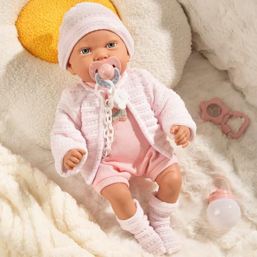 Muñeca bebé realista 16 pulgadas para niñas 2+ años miniatura 4