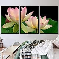 3 Piece Framed Canvas Wall Art Pink Blossom and Colorful Bouquet Canvas Prints Home Artwork Decoration for Living Room,Bedroom - 16