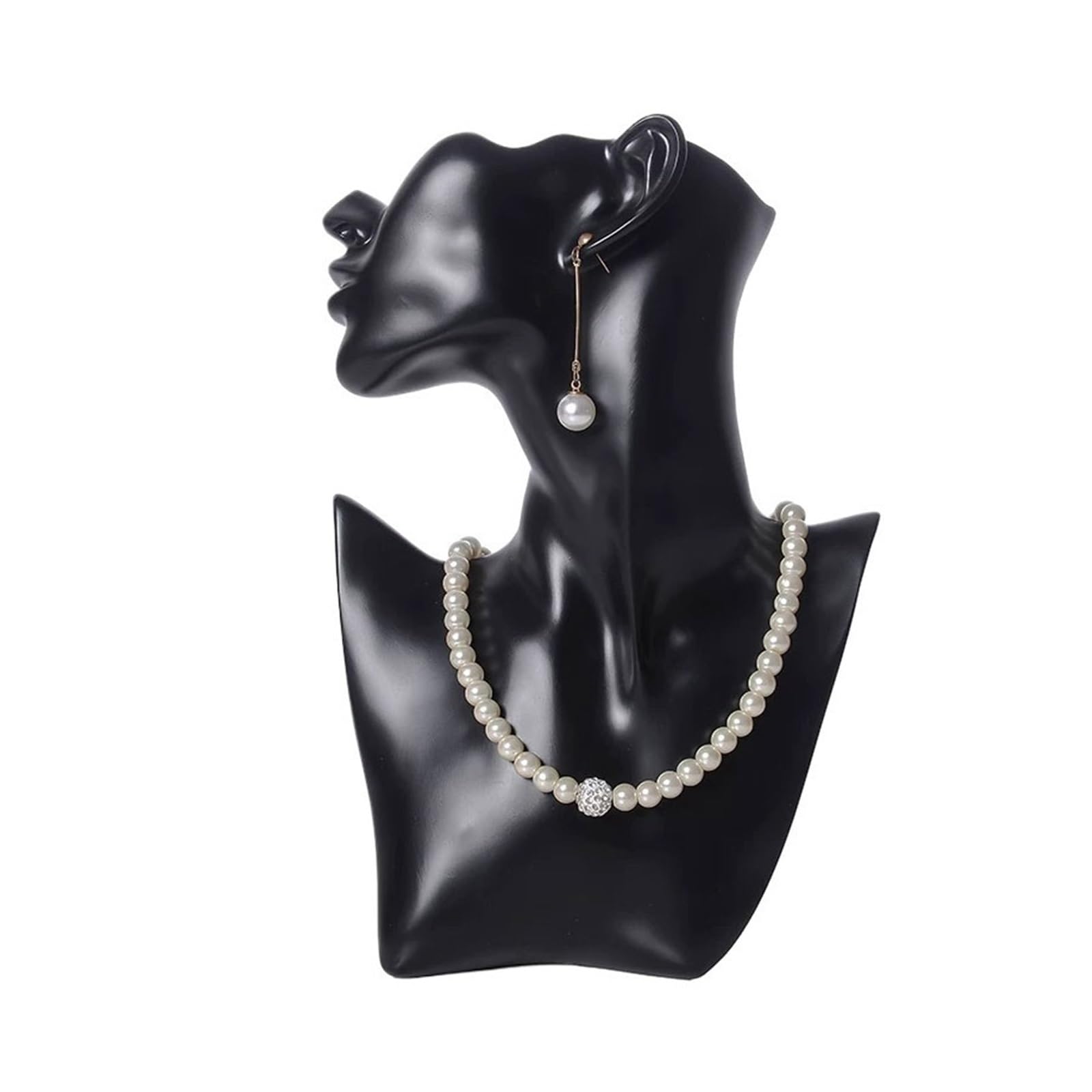 FAJNUZI2024 Jewellery Display Stand Bust Resin Display Stand Matte Mannequin Neck Form Necklace Earring Holder(Black)