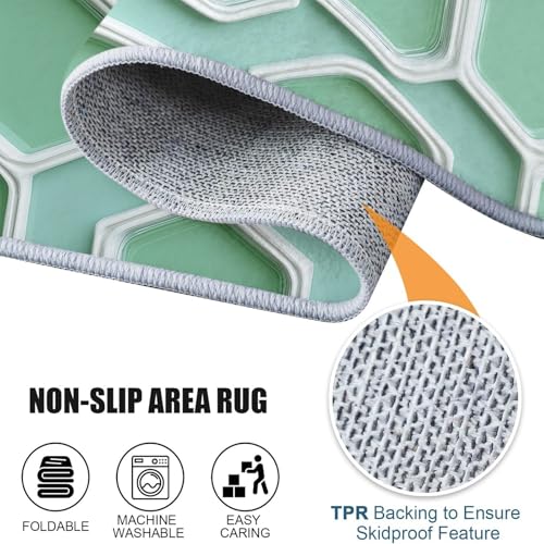 Moquette Style Réaliste Hexagonal et tapis de décoration lavable - 8