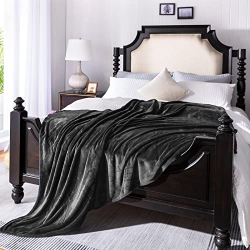 Image of JIAHANNHA Fleece Dark Grey Blanket Throw Blankets for Sofa Couch Bed 280GSM,Super Soft Cozy and Luxury Bed Blanket for All Season Twin Size 60 x x80 inches