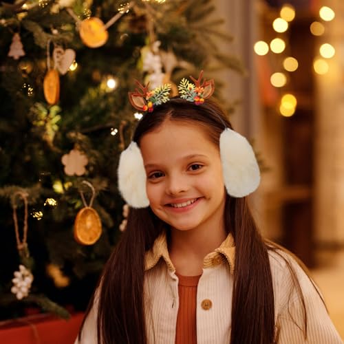 Orejeras de asta de reno contra el frío orejeras de navidad cómodas 2