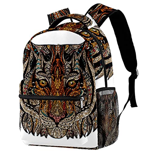 Sac à dos de voyage tigre coloré avec porte-bouteille pour enfants