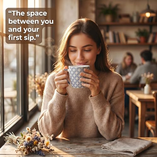 Image of U.P.C. Premium Bone China Ceramic Coffee Mug Set of 6 with 6 Coasters | Designer Tea & Coffee Cups |Printed Ceramic Mug Set | Tea Cups for Home,Office (Coffee-Mug-Inova-1054-Blue.)