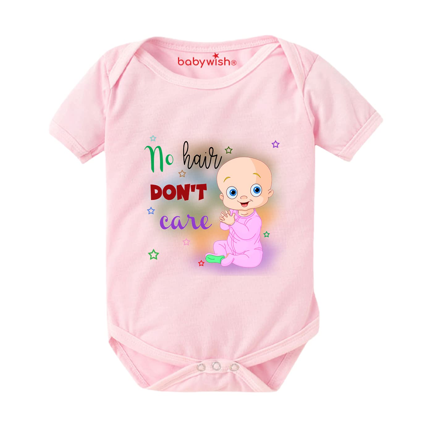 baby wish Newborn mundan ceremony clothes Bodysuit my first mundan romper for Unisex Romper Infant Half Sleeve Envelope Neck Cute Outfit No Hair Don't Care