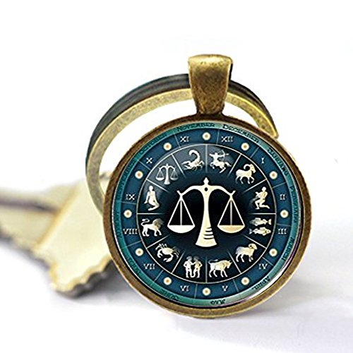 Preisvergleich Produktbild Nijiahx Libra-Schlüsselanhänger, Waage, Schmuck, Sternzeichen-Schlüsselanhänger, Geschenk für Männer und Frauen