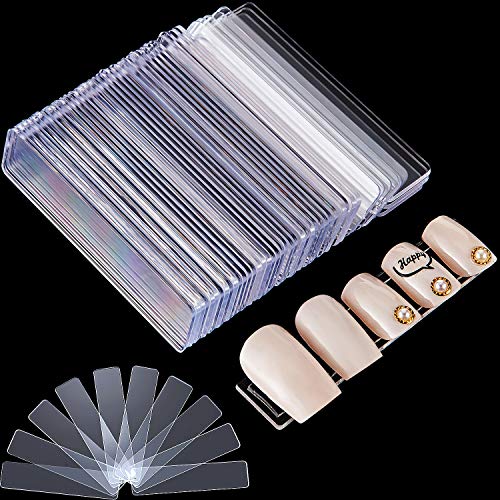 200 Pieces Transparent Nail Stand Nail Display Stand Holder Acrylic Nail Art Practice Holder Fake Nail Tips Practice Holder for Nail Salon Home Nail Accessory