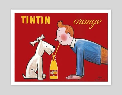 Yelacecca Tintin Orange Soda Vintage Poster Parlor Cafe Garage Poster Funny Gift Metal Signs 8X12 Inch