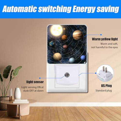 Image of Planet Night Light,Space Nightlight Plug into Wall,LED Lamp,Suitable for Bedrooms,Kitchens,Toilets,Etc.Auto Sensor Dusk to Dawn,Energy-Saving