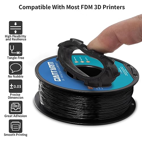 Image of GIANTARM TPU Filament 1.75mm Flexible Soft 3D Printer Consumables Black,95A 1kg Spool (2.2 lbs.), Dimensional Accuracy + /- 0.05 mm