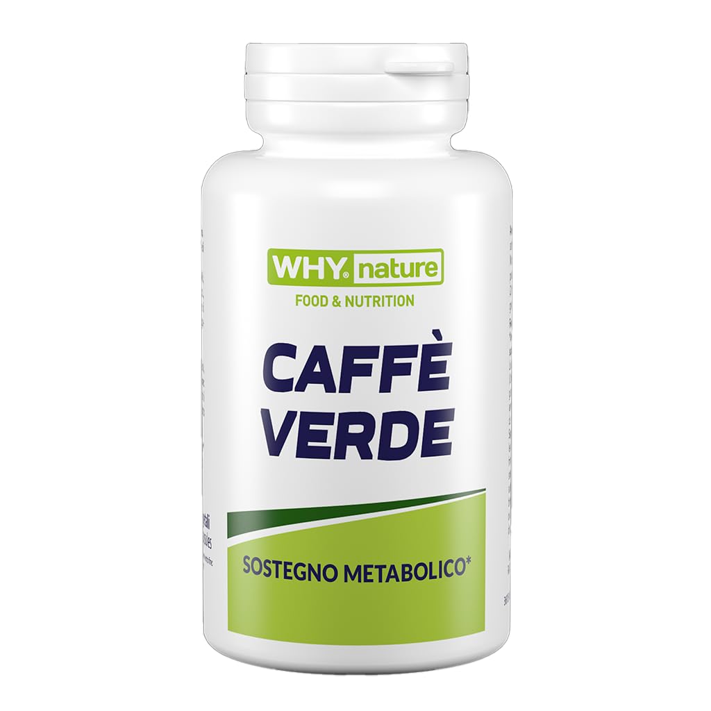 WHY NATURE CAFFÈ VERDE - Caffè Verde Drenante - Integratori Bruciagrassi - Integratore Alimentare ad Azione Tonica - con Caffeina - 60 Capsule