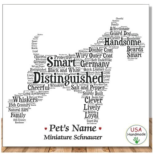 PetArt.us Miniature Schnauzer Natural – Personalized Art Print – Custom Pet Name, Gift for Dog Lovers or Pet Memorial, Gift Wrapped Home Decor, Handmade in the USA
