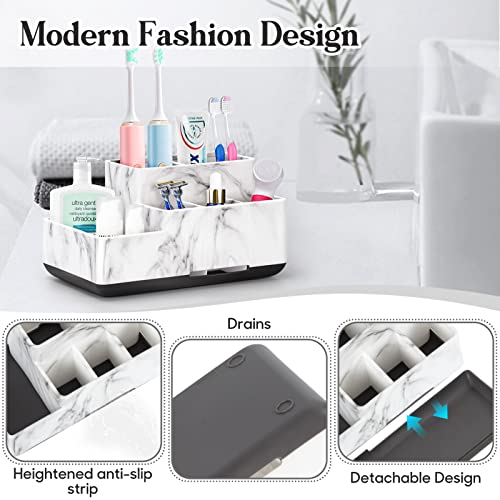 Toothbrush Holder,Bathroom Organizer Countertop, 5 Compartments Multifunctional Storage for Cosmetic, Makeup, Office Stationery Pencil,Toothpaste, Toothbrush,Ideal Gift for Home, Office - Image 6