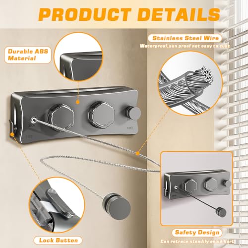 Image of HASTHIP 16.7Ft Retractable Clothesline, Dual Row Clothes Wires Design, Indoor /Outdoor Wall Mounted Telescopic Laundry Line Clothes Drying Line, Release to Retract, Adjustable Wire Tension,Black