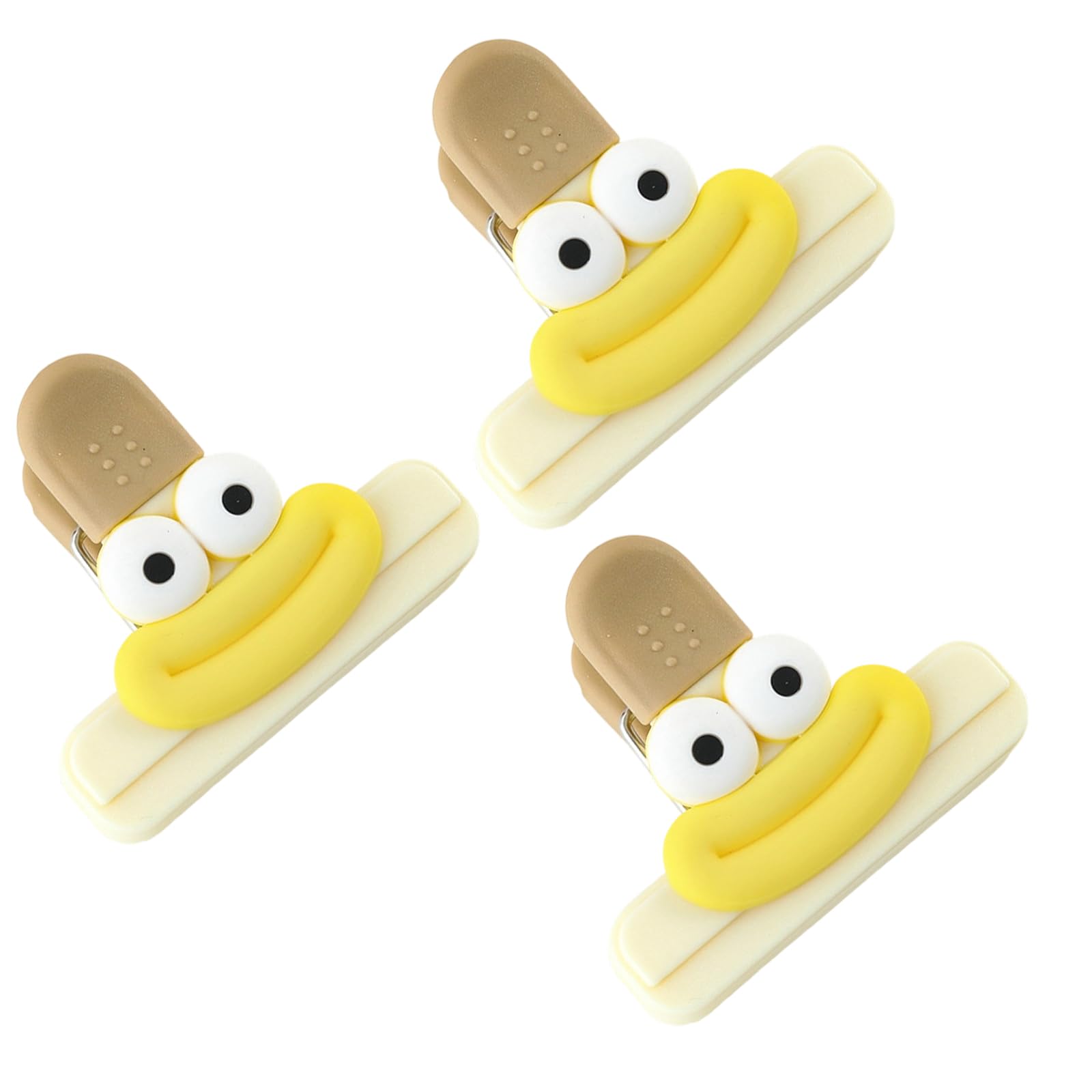 Woedpez Of 3 Silicone-Grip Bag Clips for Snacks & Chips | Multipurpose Food Storage Sealers for Kitchen Organization Tools Cartoon Food Bag Clips