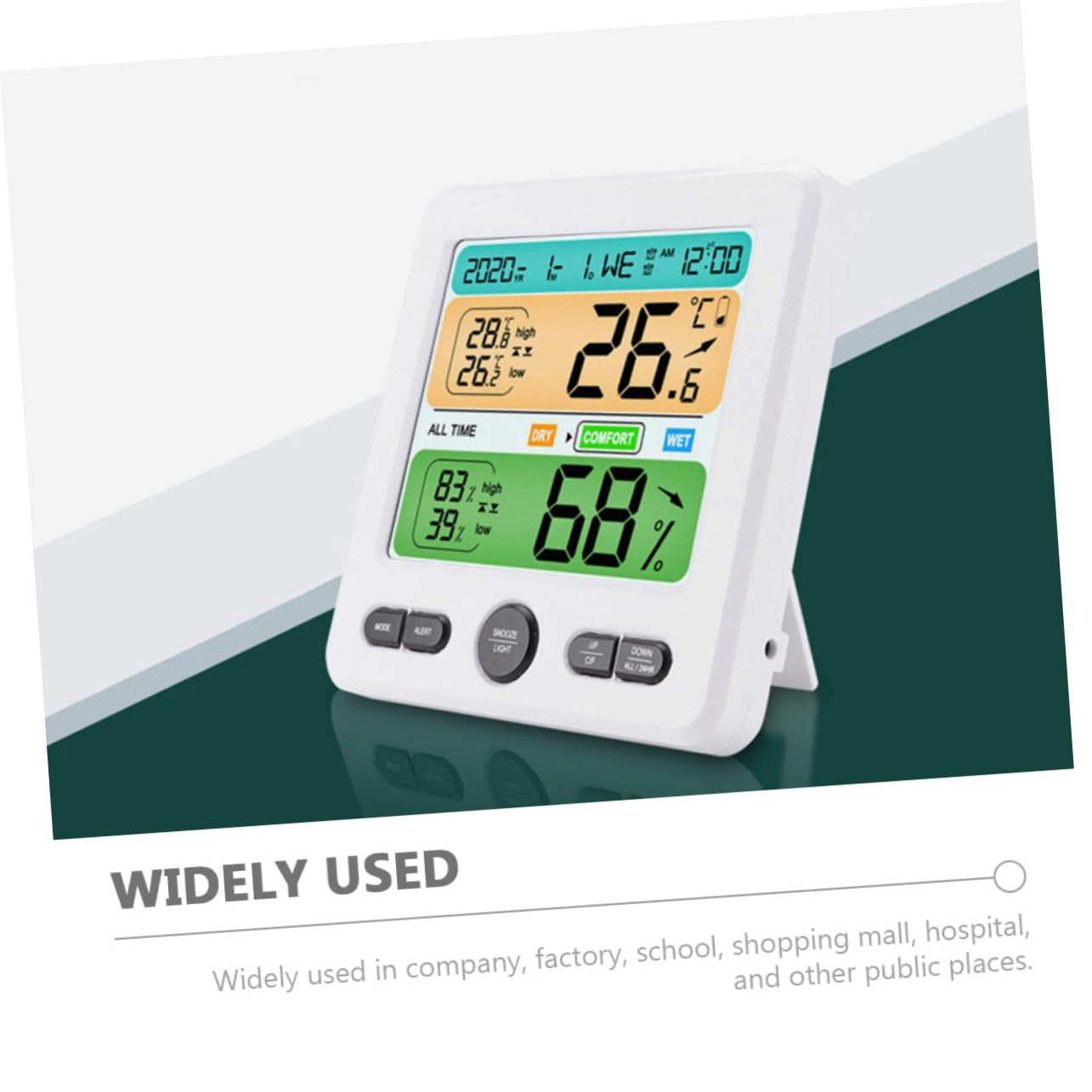 Hemobllo Digitales Hygrometer mit Großem Display und Temperaturmessung Kunststoffgehäuse Energiesparend für Öffentliche Räume und Einkaufszentren Geeignet
