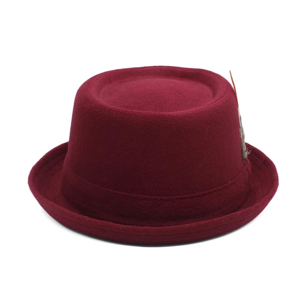 Cappello classico da uomo e da donna, in misto lana e piuma, stile street style