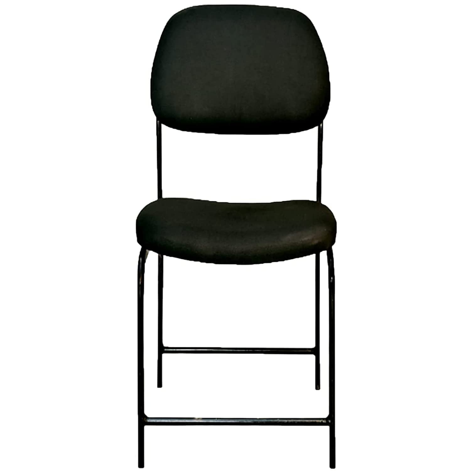 RW REST WELL Office Visitor Chair | Comfortable Office Study Computer & Library Visitor Chair | Without Armrest with Iron Frame and Cushion Seat Back, N-Model (Black,Set of 1)