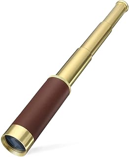 Pirate Monocular Telescope for Kids & Adults, Handheld Collapsible Brass Telescope 25x30 Zoomable Portable Pirate Spyglass for Cruise Ship Travel Watching Games Hiking Hunting and More