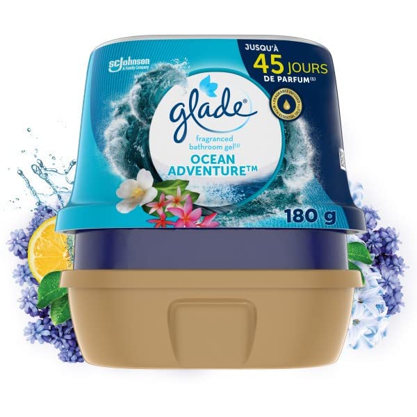 Glade Gel Premium - Désodorisant infusé aux Huiles Essentielles pour Toilette Et Salle de Bain - Ocean Adventure - 45 Jours de Parfum