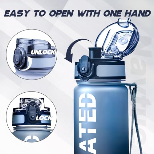 Water Bottle, 16.9 OZ Sports Water Bottles with Time Marker Wide Mouth, Motivational and Leakproof Drink Bottle, BPA Free Tritan with Carry Strap for Gym Fitness Outdoor(1 Bottle) - Image 6
