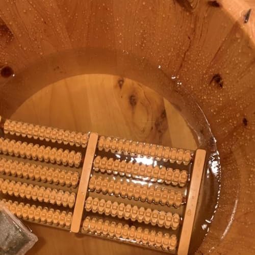Cubeta de masajes para pies de madera con tapa y masaje miniatura 5