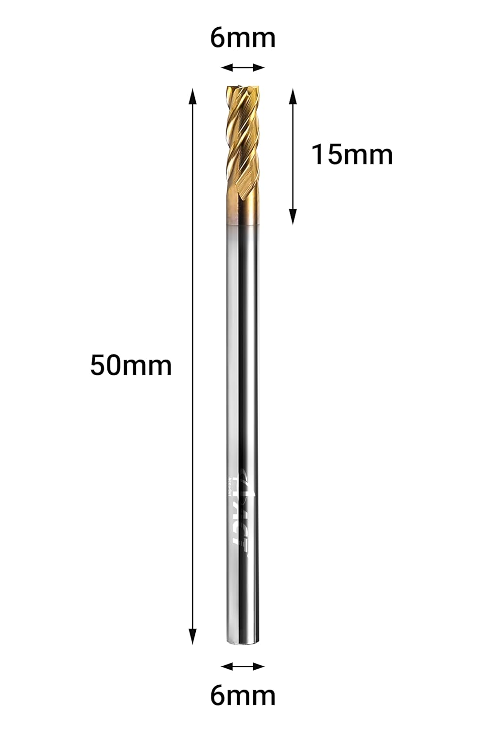 ACCUCUT A4KES 6mm Carbide Square End Mill- 4 Flute Milling Bit for Steel, Forge Steel, Hardened Steel, Copper, Alloys & Materials < HRC 50 - AlTiN Coating CNC Router Bit, 45 Degree Helix