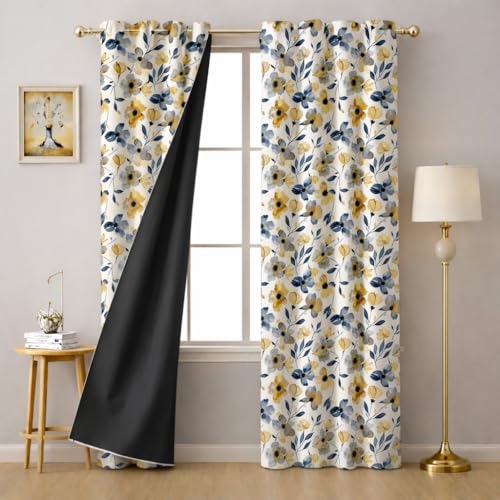 Image of STITCHNEST 'Whispering Gardens Series' Premium Heavy Polyester 100% Blackout Curtains 7 Feet Long Set of 2 | Door Curtain 7 Feet x 4 Feet | Perfect for Home Decor