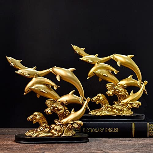Estatua de Delfín Dorado para Decoración de Hogar miniatura 2