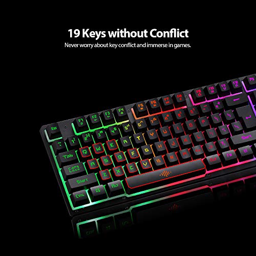 Image of USB Wired Gaming Keyboard and Mouse Combo Water of Rainbow Backlit 2000DPI for Home Office