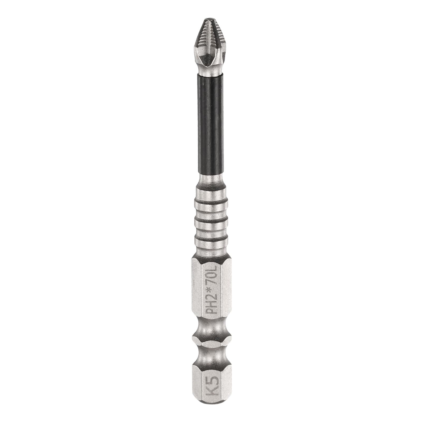 HARFINGTON Phillips Screwdriver Bit PH2 Serrated Tip 1/4" Hex Shank 2.8" (70mm) Long Impact Magnetic Anti Slip Cross Screw Driver Industrial Power